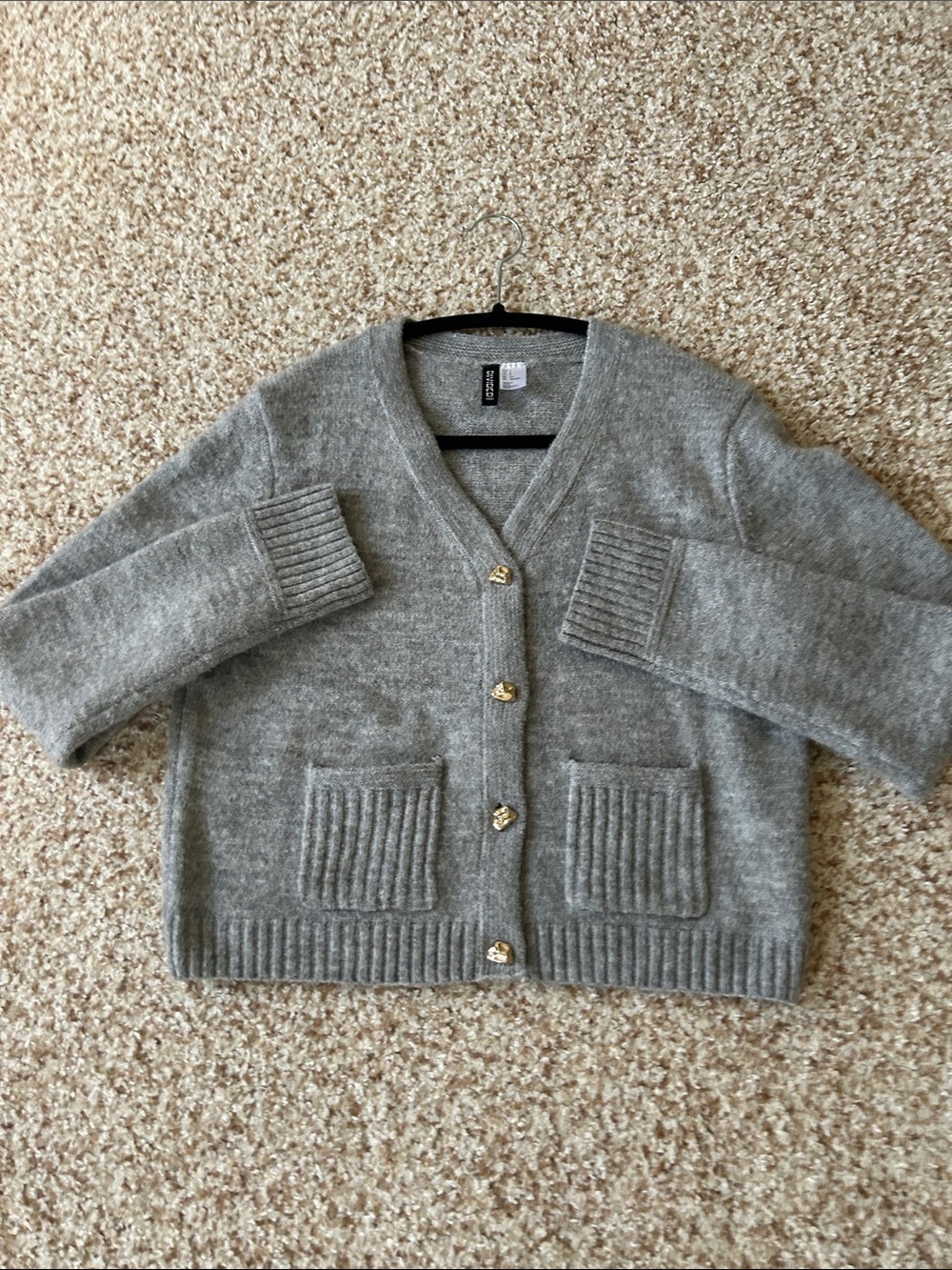 Divided Gray V-Neck Button Front Cardigan